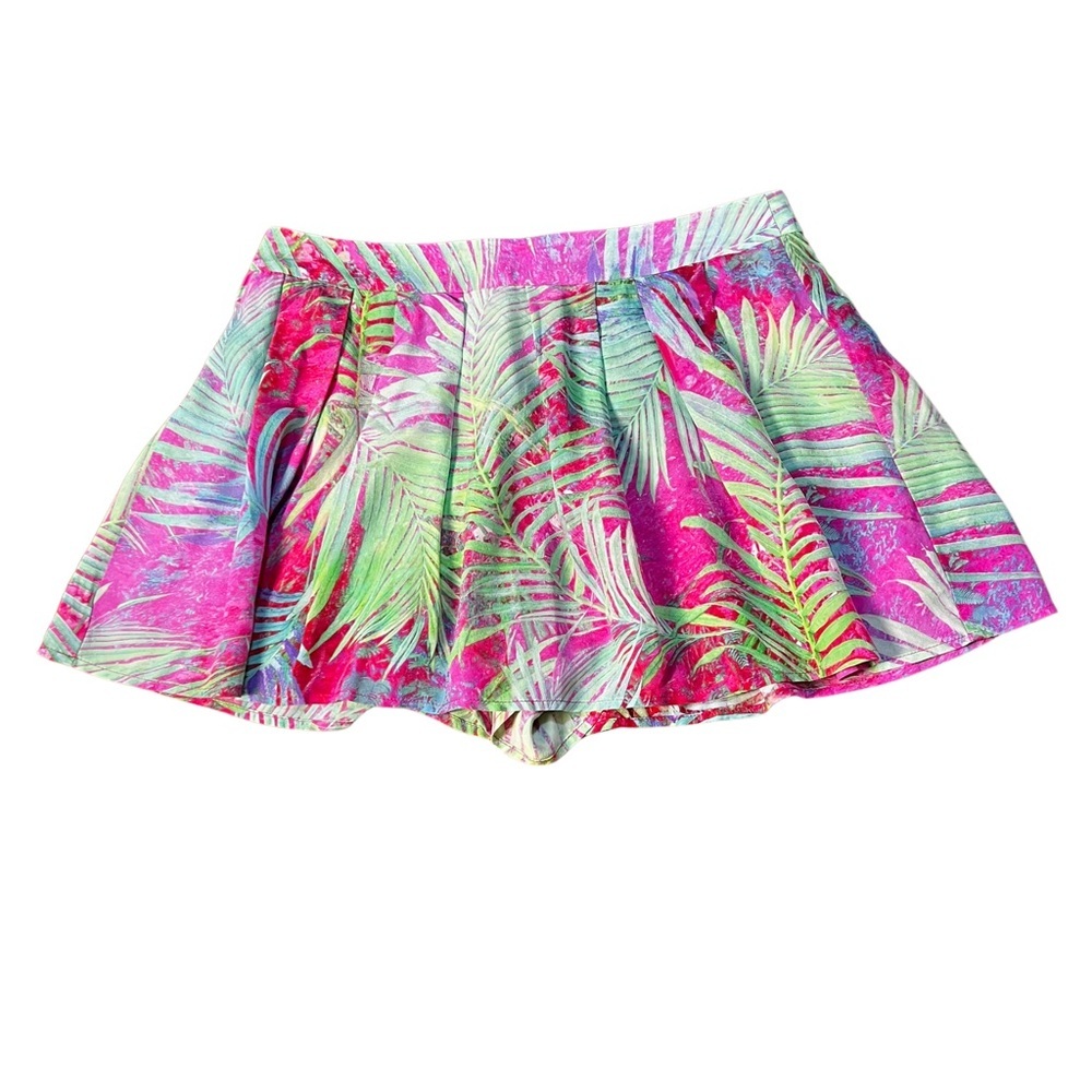 Nanette Lepore 100% Silk Bright Tropical Skort Size 4 Mini Vacation Brunch Cute‎